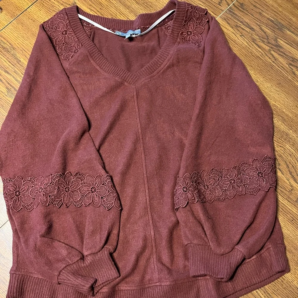 Wit & Wisdom Crochet Inset Blouson Sleeve Pullover - Picture 3 of 6